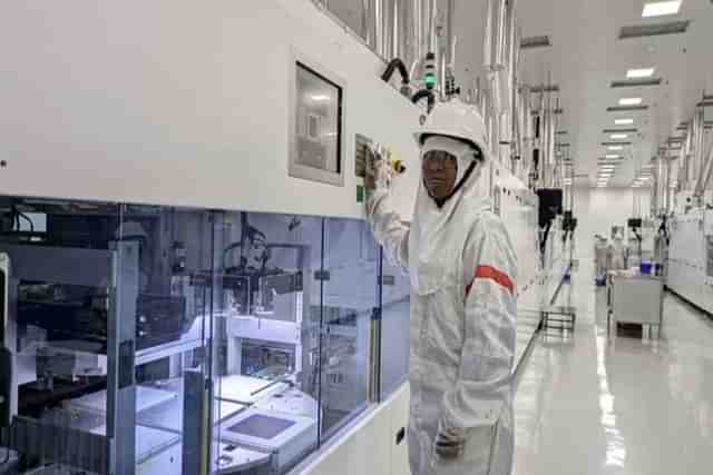 A woman employee at the cell production line at Tata Power's Solar Cell and Module Manufacturing Plant in Tirunelveli, Tamil Nadu.